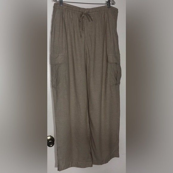 Linen Tan Cargo Pants - Picture 1 of 2